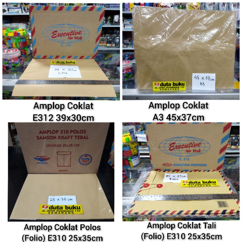 

10LEMBAR Amplop coklat tali Lamaran Kerja airmail merk executive 310 ukuran folio 25X35
