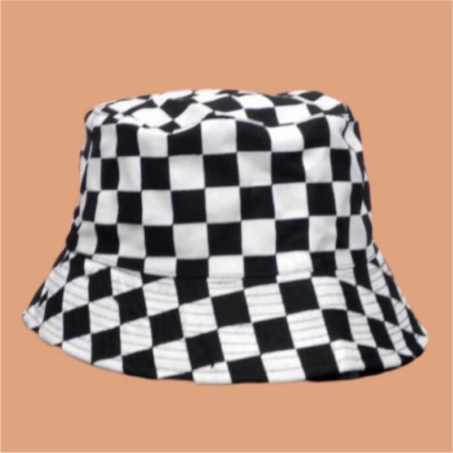 checkered bucket hat