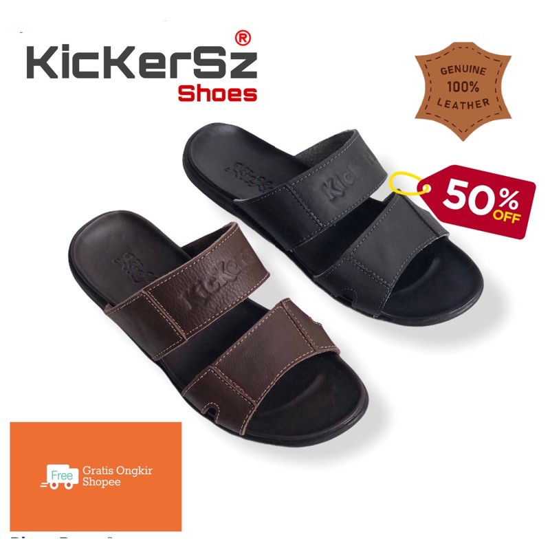 Sandal Kickers Pria Kulit Kasual Terbaru Masa Kini / Sandal Original