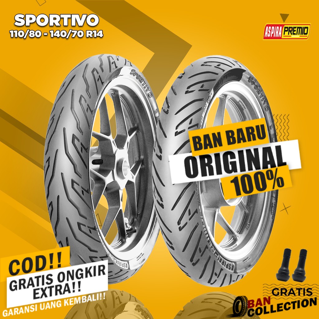 ASPIRA PREMIO SPORTIVO 110/80 - 140/70 Ring 14 Tubeless // Paket Ban Motor YAMAHA AEROX ban motor ma
