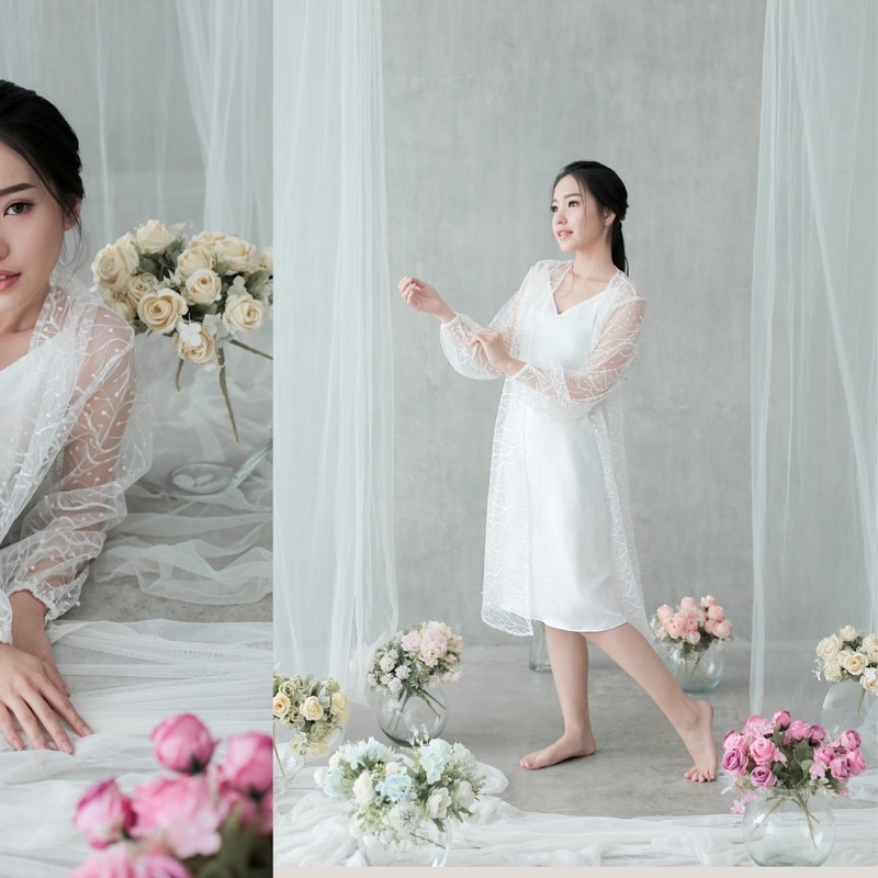 𝙏𝙪𝙩𝙪𝙡𝙡𝙚 Charmine Robe Wedding Robe Pengantin Robe Bridal Kimono Bride