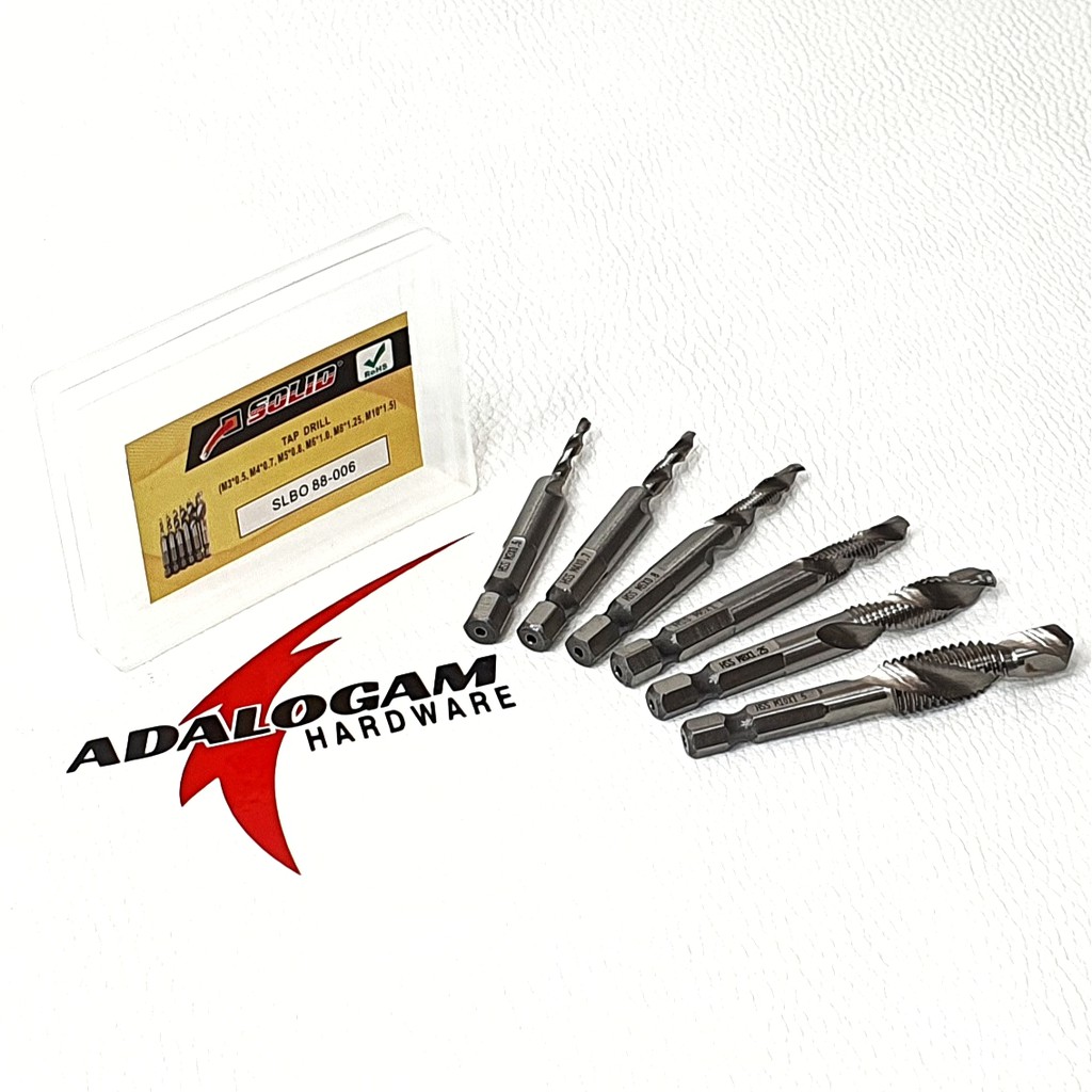 Solid Mata Bor Pembuat Ulur Baut - Tap Drill Bit Set 6 Pcs Hss