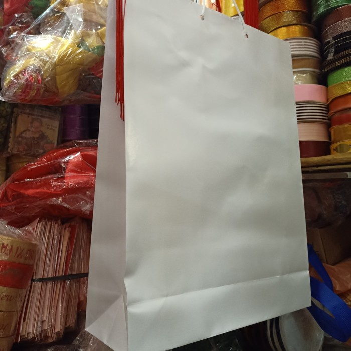 

✨ BISA COD ✨ paper bag xl putih polos bahan tebal isi 12 pcs terlaris