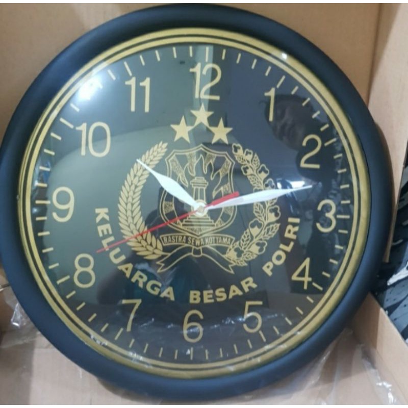 jam dinding logo tri brata polri, jam polisi, jam polri
