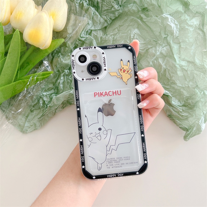 Soft Case TPU Motif Kartun Pokemon Pikachu Untuk IPhone 14 13 11 Pro Max 8 7 Plus X XS XR