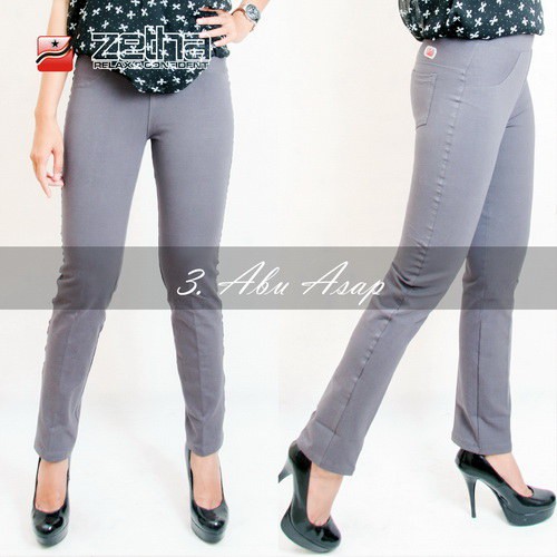 Celana Zetha | Legging Zetha Katun Abu Asap Stretch Melar