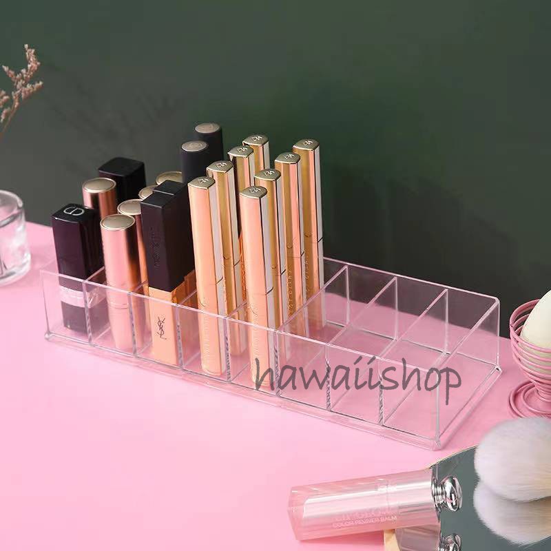 Rak Tempat Lipstick Brush Acrylic Transparan Murah 8 Ruang Sekat Cosmetic Storage Organizer