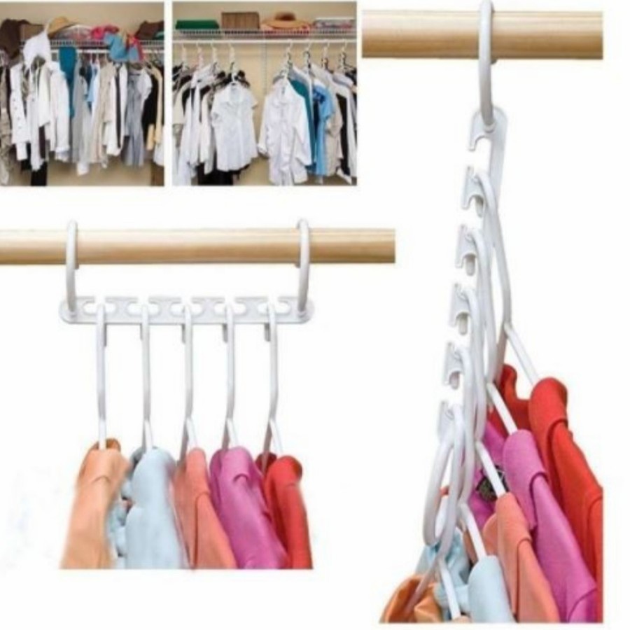 Wonder Hanger PUTIH Magic Gantungan Baju Pakaian door lemari lebih rapi cloth organizer