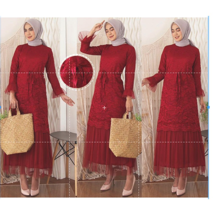 (Jamin RealPic) RATUTU Maxi BRUKAT CORNELI TULANG GAMIS DRESS KEBAYA LARKI KONDANGAN SERAGAM / Kebaya / Dress Muslim Pesta / Gamis Kondangan