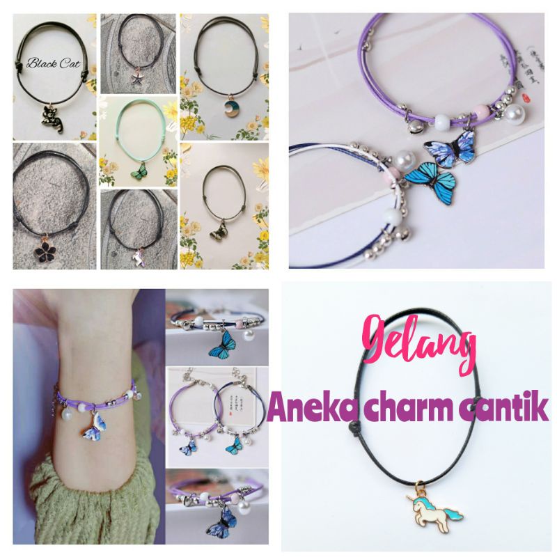 Gelang Wanita Tali Aesthetic Motif Kupu-Kupu Butterfly Fashion Korea