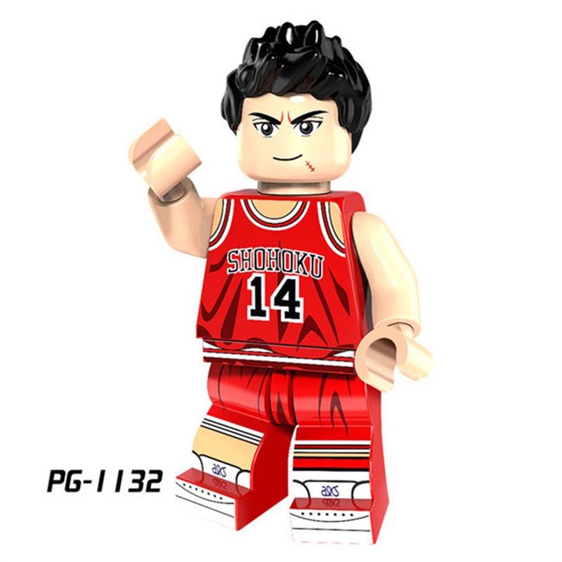 1pc Mainan Balok Bangunan Mini Figure Model Slam Dunk Sakuragi Rukawa Kaede Bahan ABS Untuk Koleksi