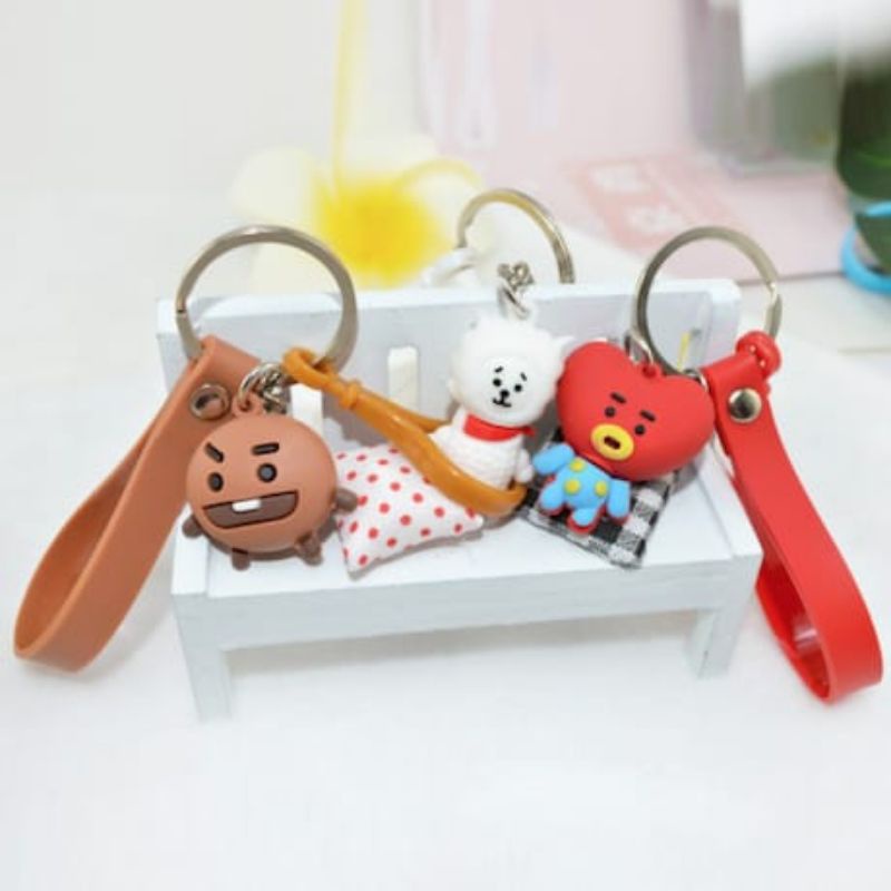 Gantungan Kunci BT21 KPOP Boneka Cute BTS Keychain Cartoon Aksesoris