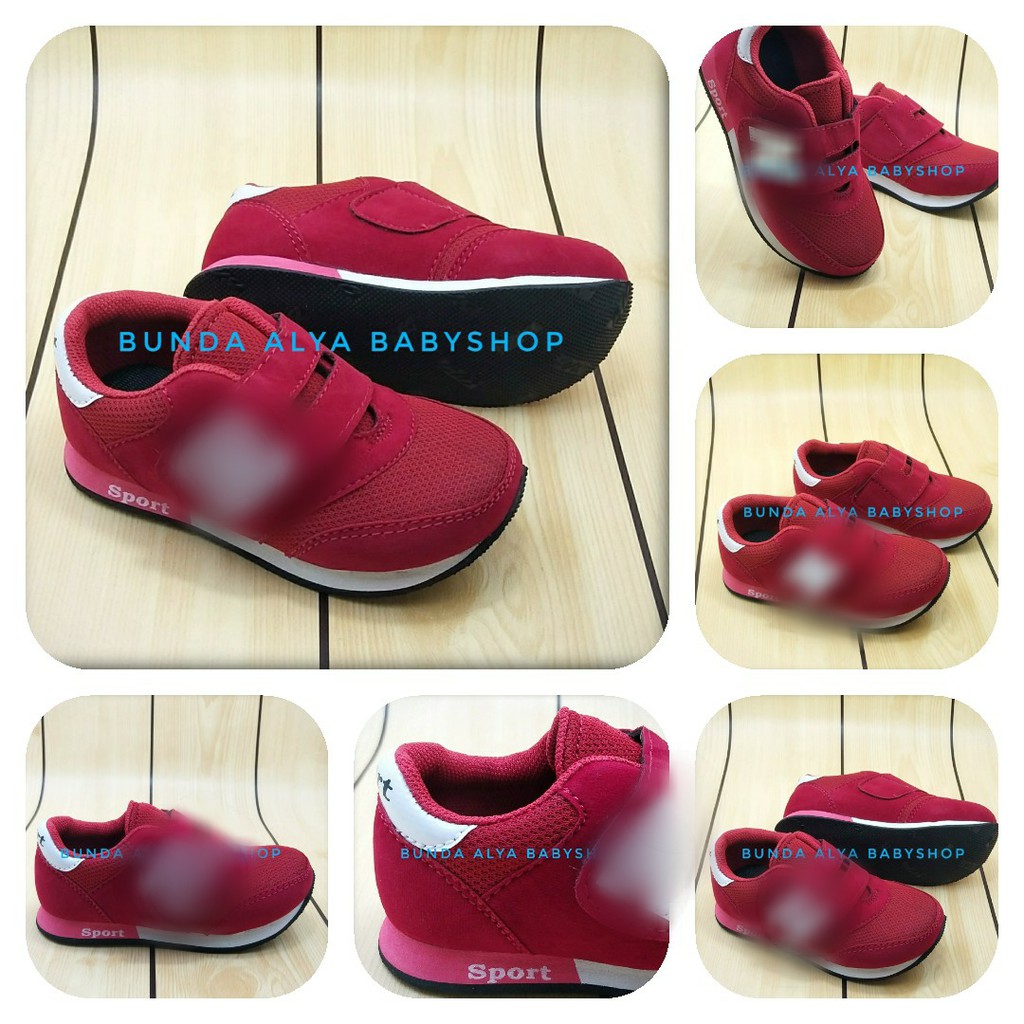 Sepatu Anak Laki Laki Usia 4 - 6 Tahun MERAH Sneakers - Sepatu Anak Sport Cowok Cewek Alas Anti Licin Size 28 - 31