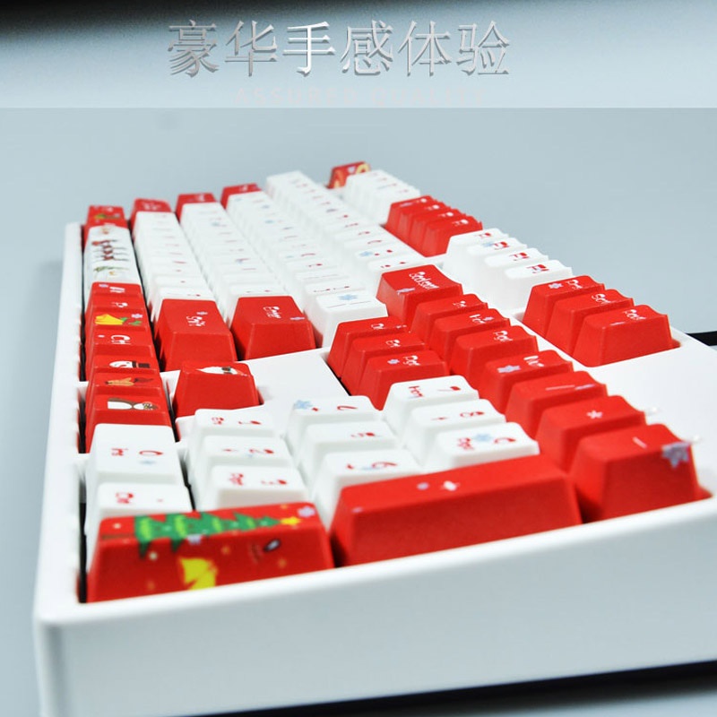 104pcs Keycap Pbt Oem Profile Tema Natal Untuk Keyboard Mekanik