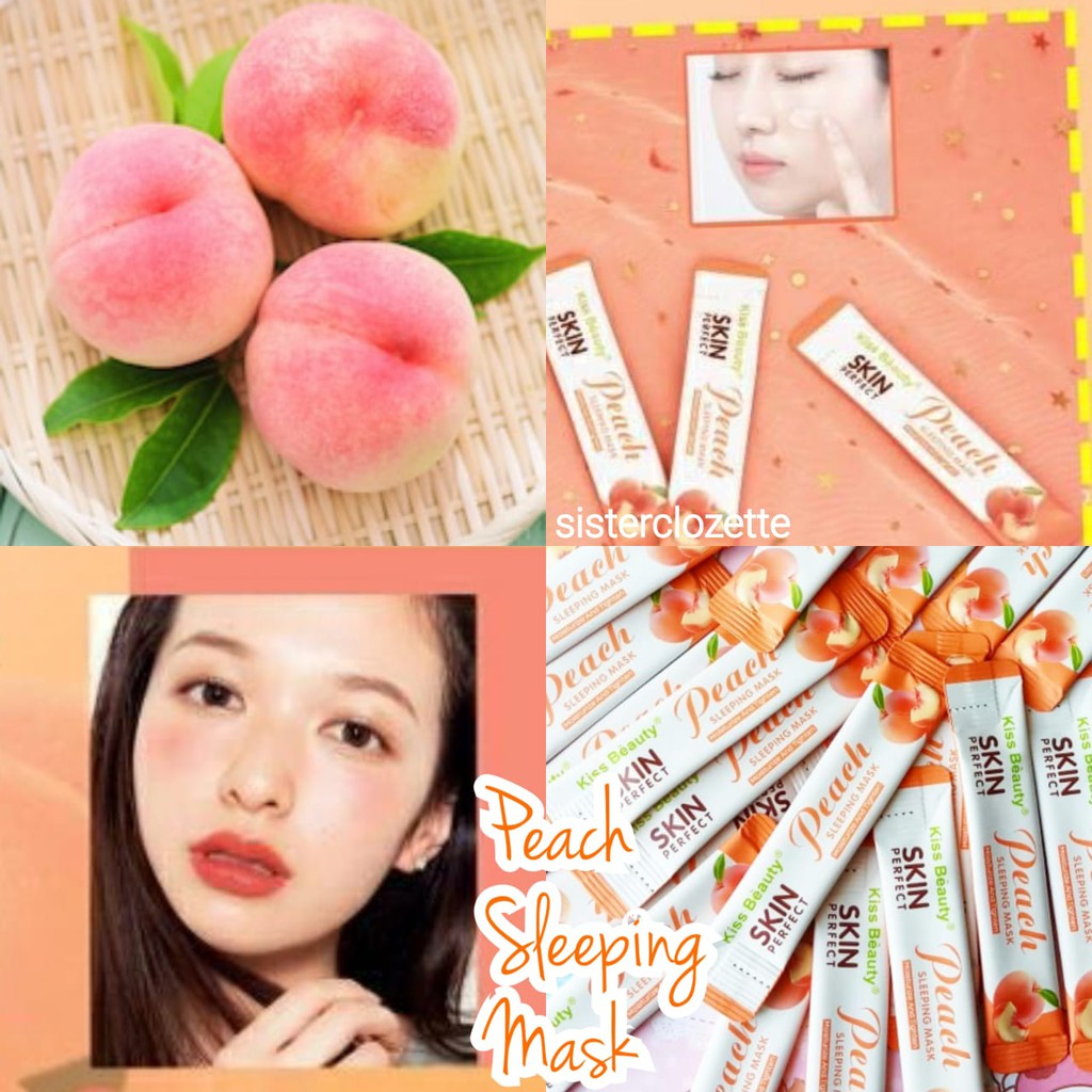 KISS BEAUTY PEACH SLEEPING MASK 4ML SACHET (MASKER MUKA THAILAND PEMUTIH WAJAH)