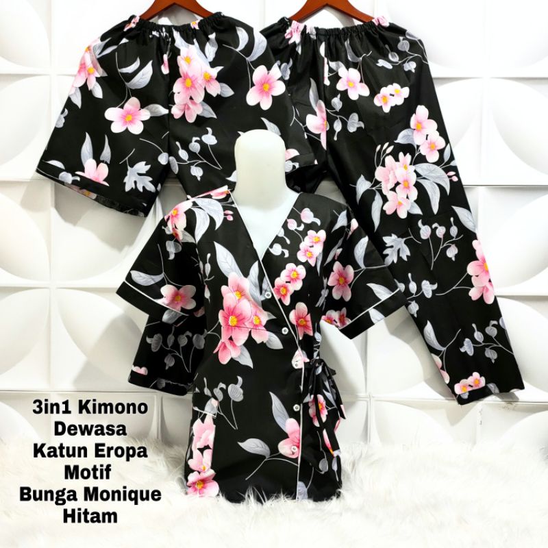 Piyama Kimono 3 in 1 dewasa motif Bunga sakura-5