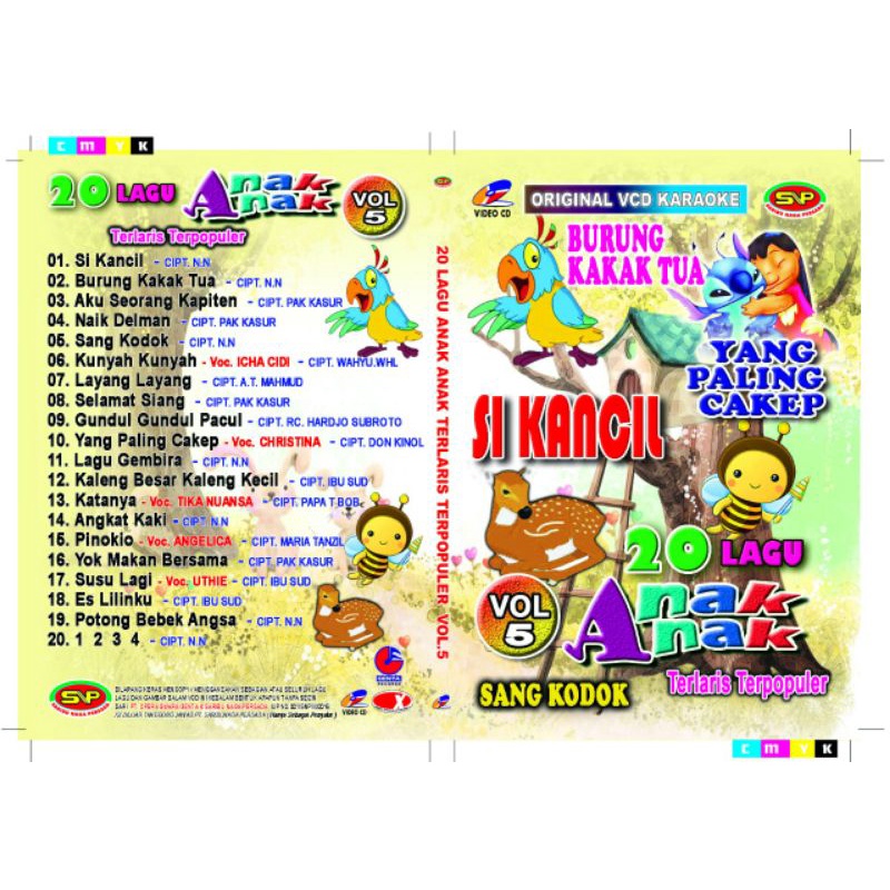 Kaset lagu anak original vcd karaoke 20 lagu anak-anak terlaris terpopuler vol.5