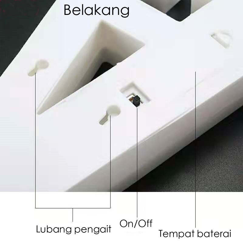 LAMPU LED ANGKA 0-9 WARM WHITE BATERAI DEKORASI KAMAR LAMPU HIAS