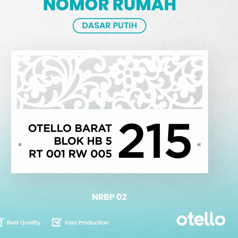 Limited - Custom Nomor Rumah Akrilik Laser Bolong + UV  Papan Alamat Acrylic Otello House NRBP 02 No