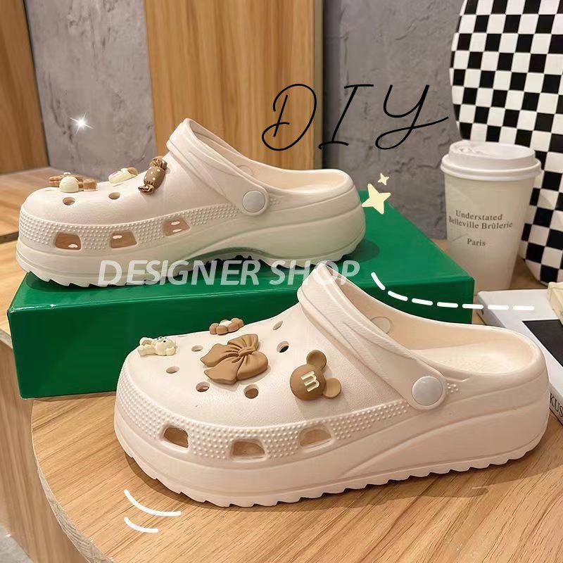 Sepatu Sandal Wanita Jelly Wedges Baim crocs Style