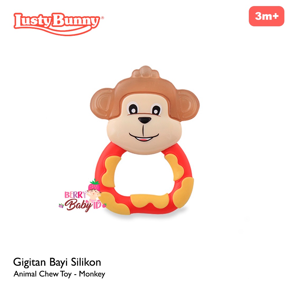 Lusty Bunny Gigitan Teether Bayi Animal Silikon Chew Toy Elephant Fox Monkey ADT8001 ADT8002 ADT8003 Berry Mart