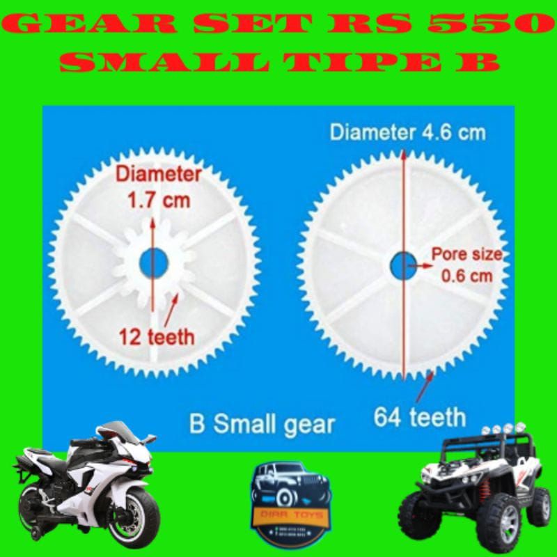 GEAR SET  RS 550 Type B SMALL Gear Pliko/Gear/Gearbox/Mobil Motor aki mainan