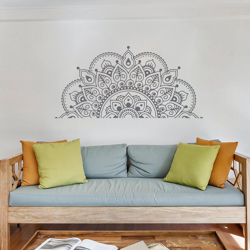 R-bunga Mandala Stiker Dinding Rumah Kamar Tidur Wall Decal Setengah Mandala Decal