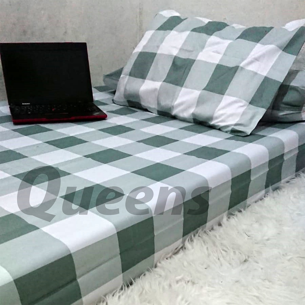 Sprei 160x200x20 motif kotak aesthetic korea kekinian murah bekualitas seprai kotak korea series