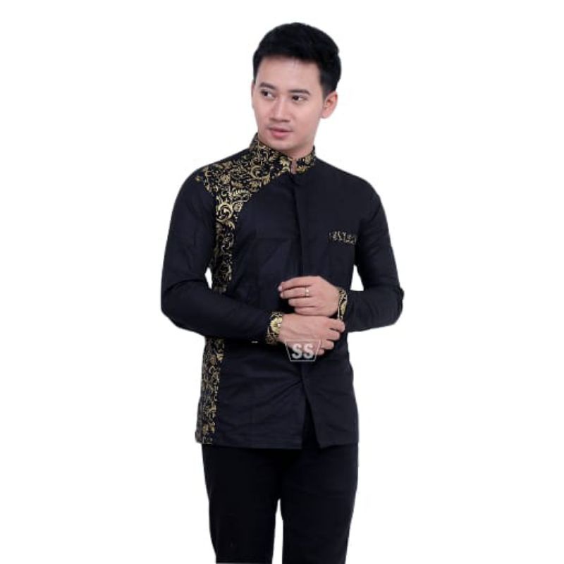 kemeja kombinasi batik / kemeja lengan panjang / kemeja batik/kemeja kombinasi pria / kemeja batik  pria /kemeja pria batik