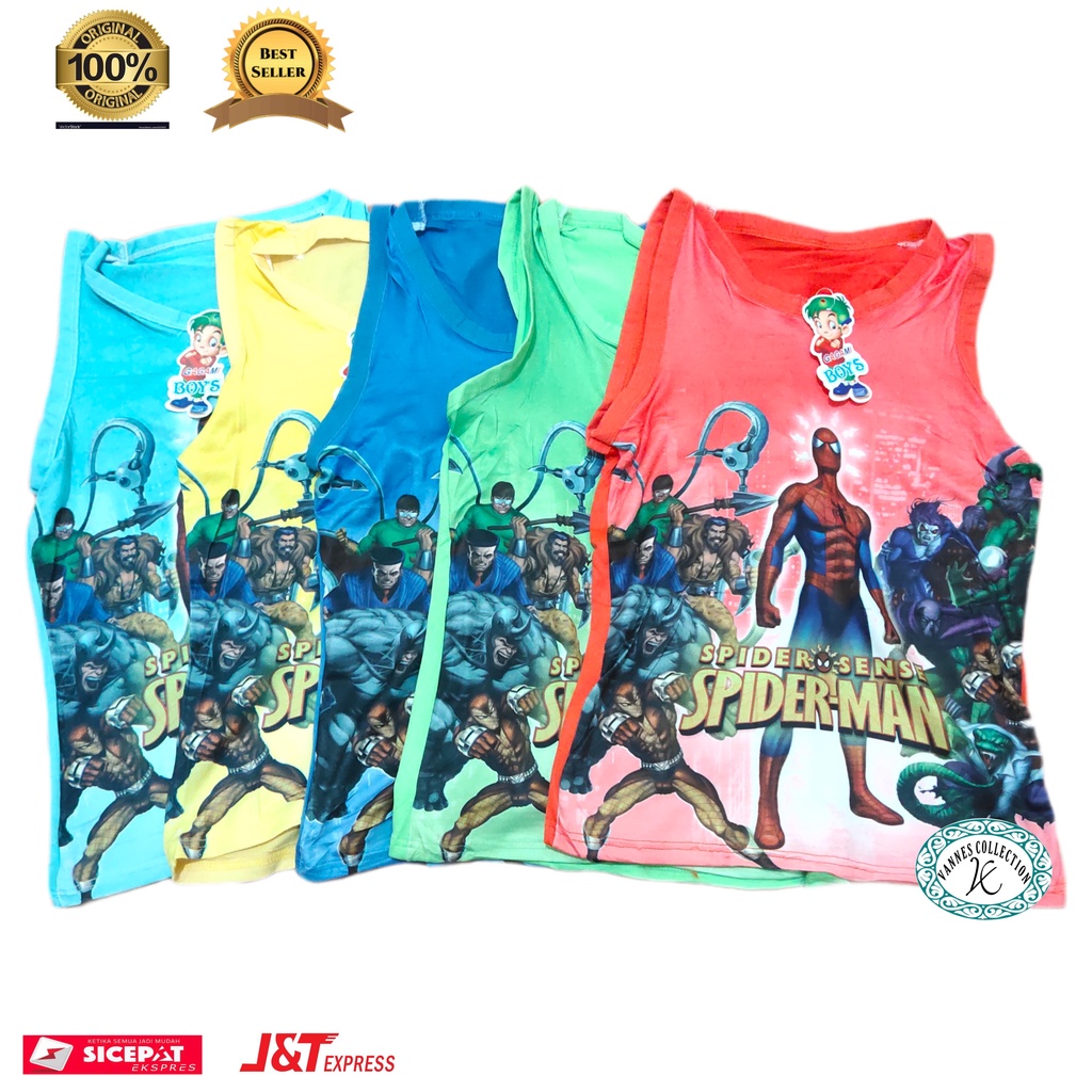 Singlet Anak Karakter/Singlet Anak Murah/Singlet Anak Motif Spiderman