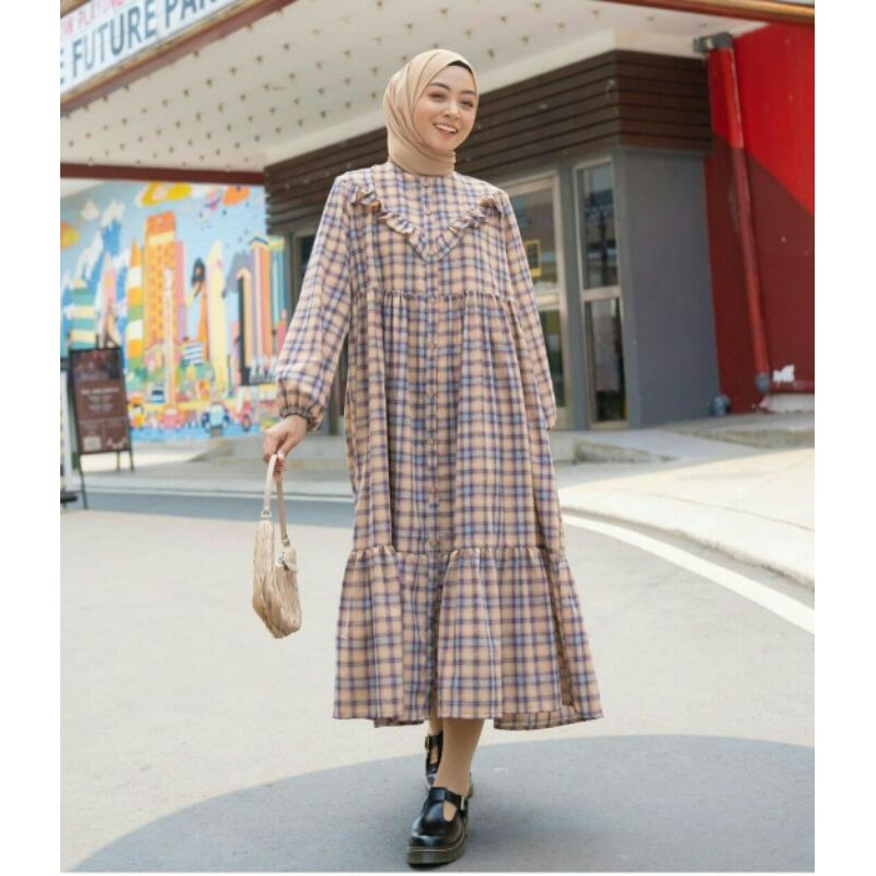 New Ankle Dress Hayya Vintage Cream by Haideeorlin