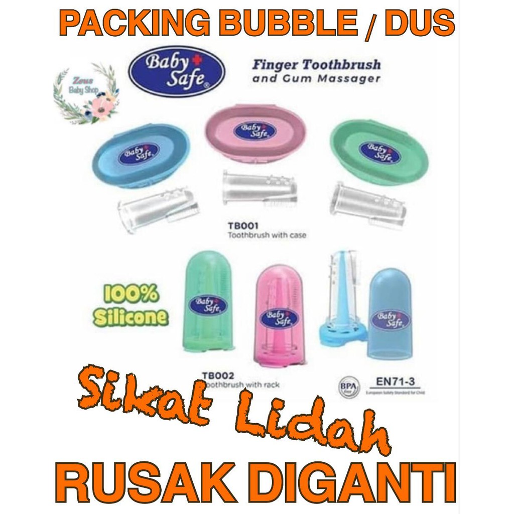 Baby Safe Finger Toothbrush And Gum Massager TB001 tb002 Sikat Lidah