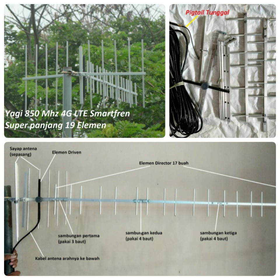antena yagi 4G 19el pigtail single crc9 frek 800-900mhz for E3372, E3276, E173, K4510