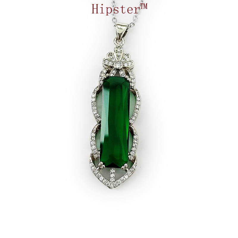 Classic Luxury Platinum Vintage Colored Gems Brand Pendant Necklace