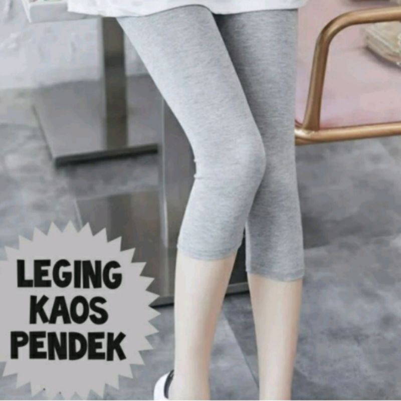 Legging pendek wanita 7/8 bahan kaos rayon soft