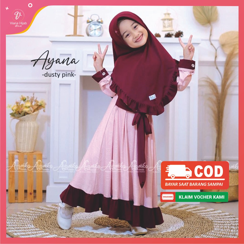 Gamis Anak Perempuan Ayana Dress Kids Wanita by Azamka Hijab Bahan Jersey Signature Premium