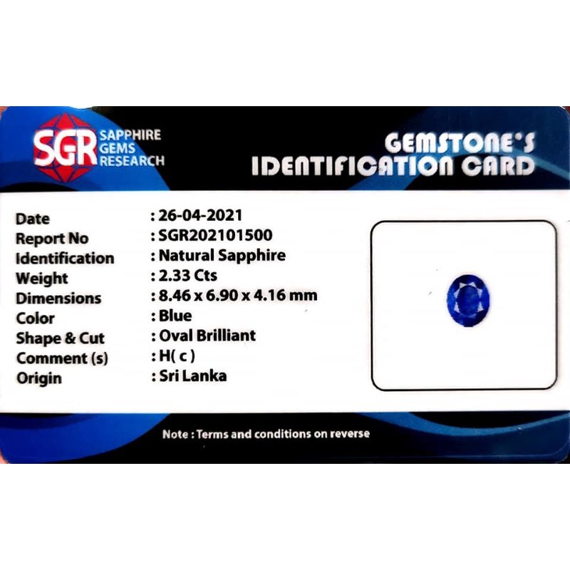 Blue sapphire srilanka +memo SGR