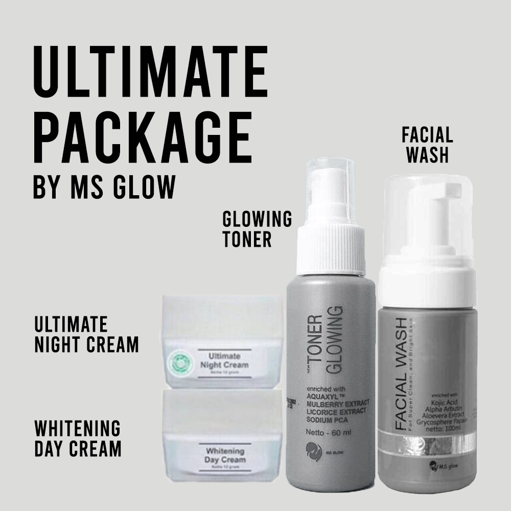 Paket Whitening Ms Glow Paket Acne Luminous Ultimate Night Cream Day Cream Whitening BB Cream Acne Facial Wash Golden Glow Toner Glowing Acne Face Wash MsGlow Original