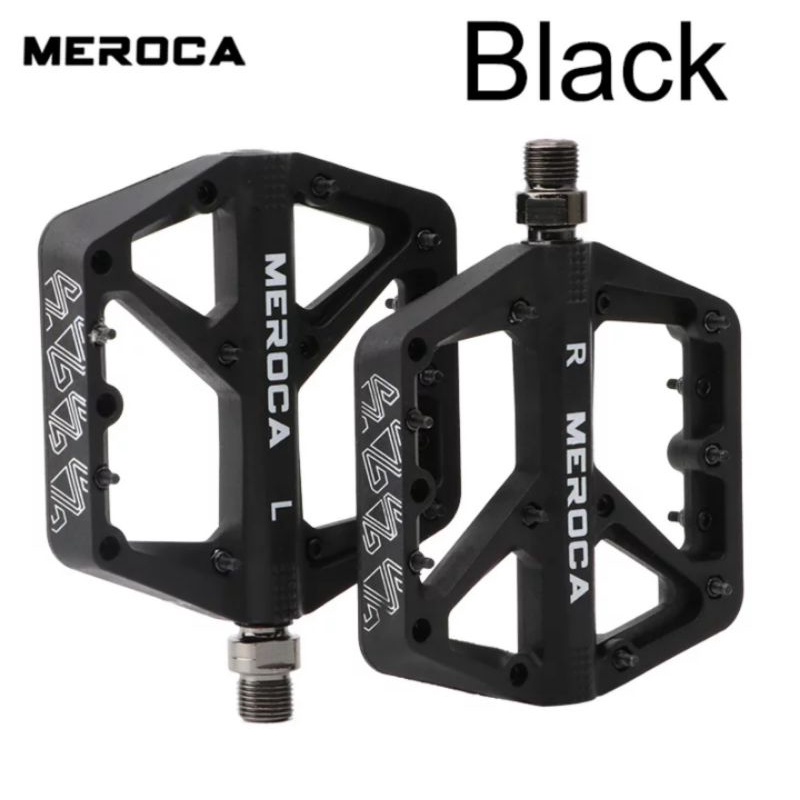 Meroca Pedal Tapak Lebar Anti Slip Pedals Bicycle Pedal Sepeda Hitam