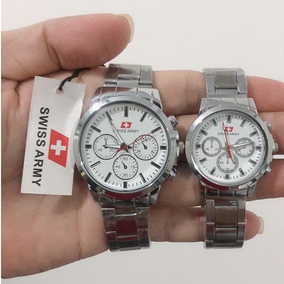 Jam tangan couple analog swiss rantai polos model kekinian / jam tangan couple swiss rantai