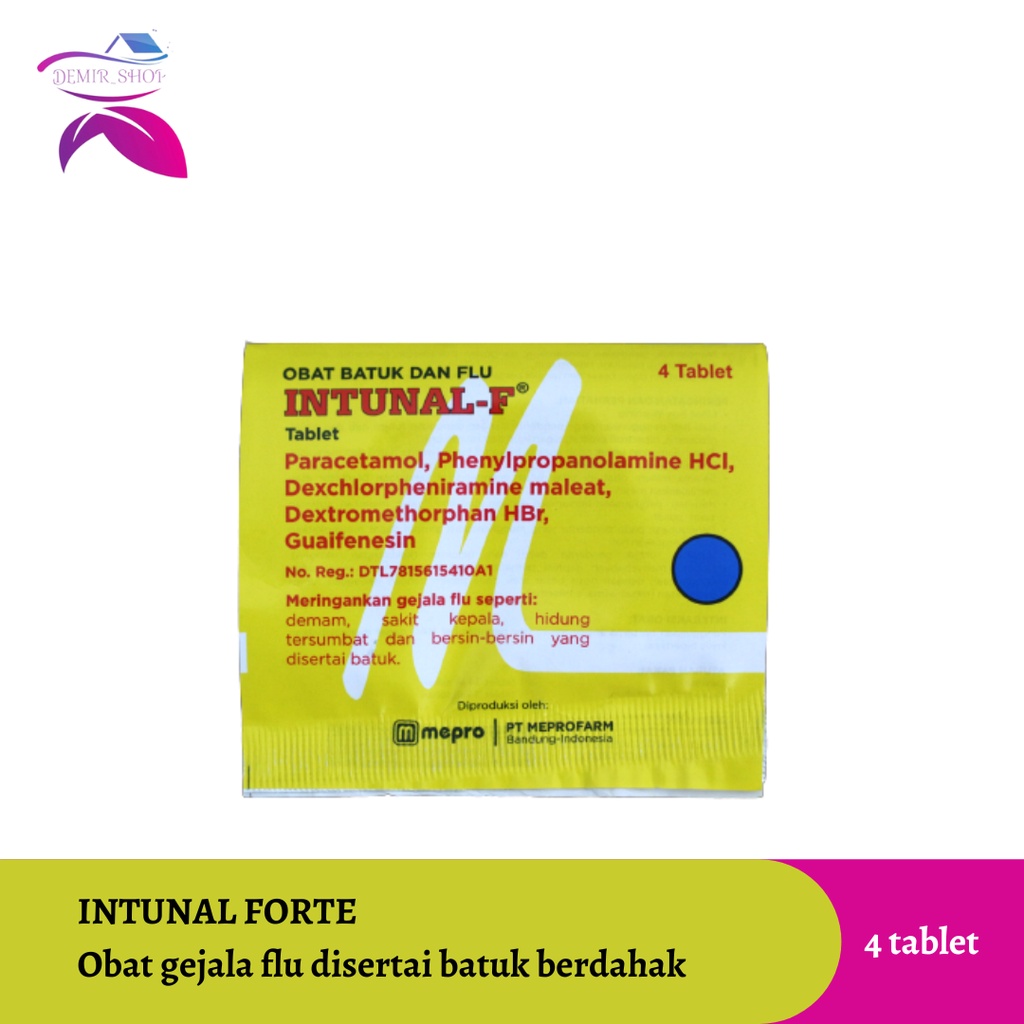 Intunal Forte Tablet Obat Gejala Flu disertai Batuk / Obat Pilek - Strip