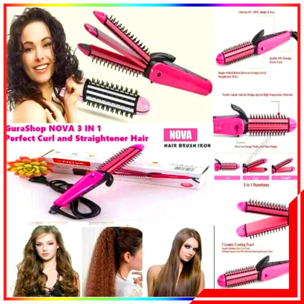 3in1 Catokan Rambut Styling Rambut Catok Lurus / Wavy / Curly 3in1 - Catokan Rambut Catok Nova 3 In 1/ Catok Nova 8890