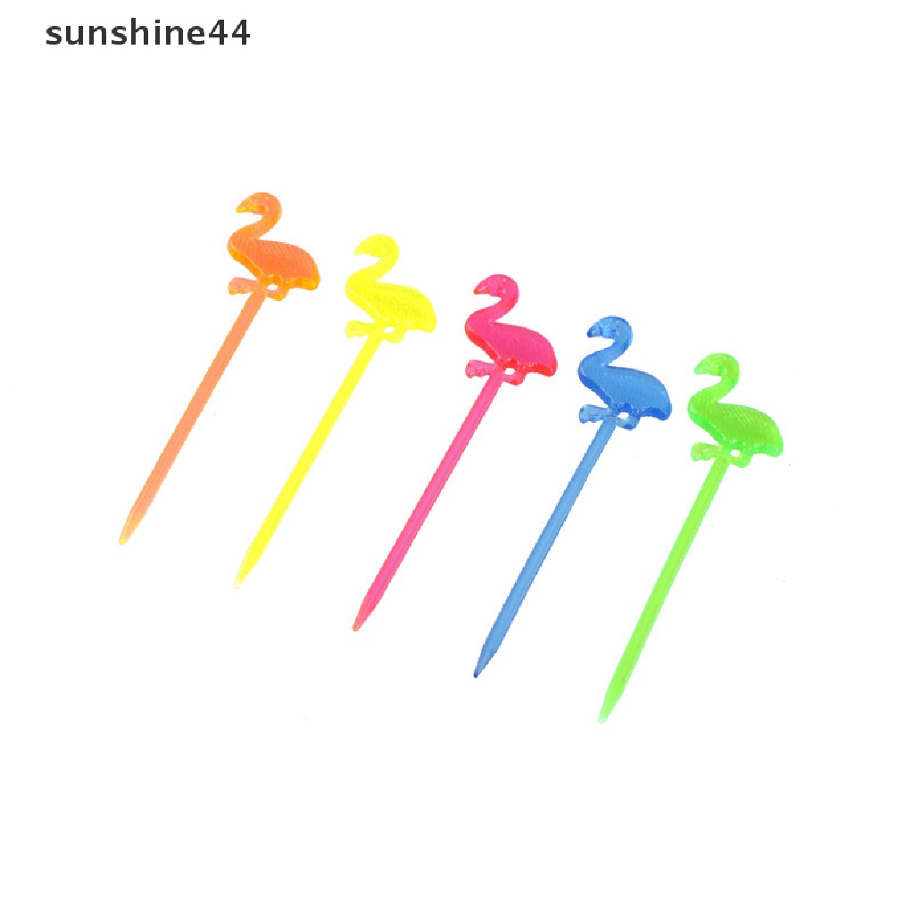 Sunshine 50pcs Tusukan Buah / Dessert Bentuk Flamingo Untuk Dekorasi Pesta