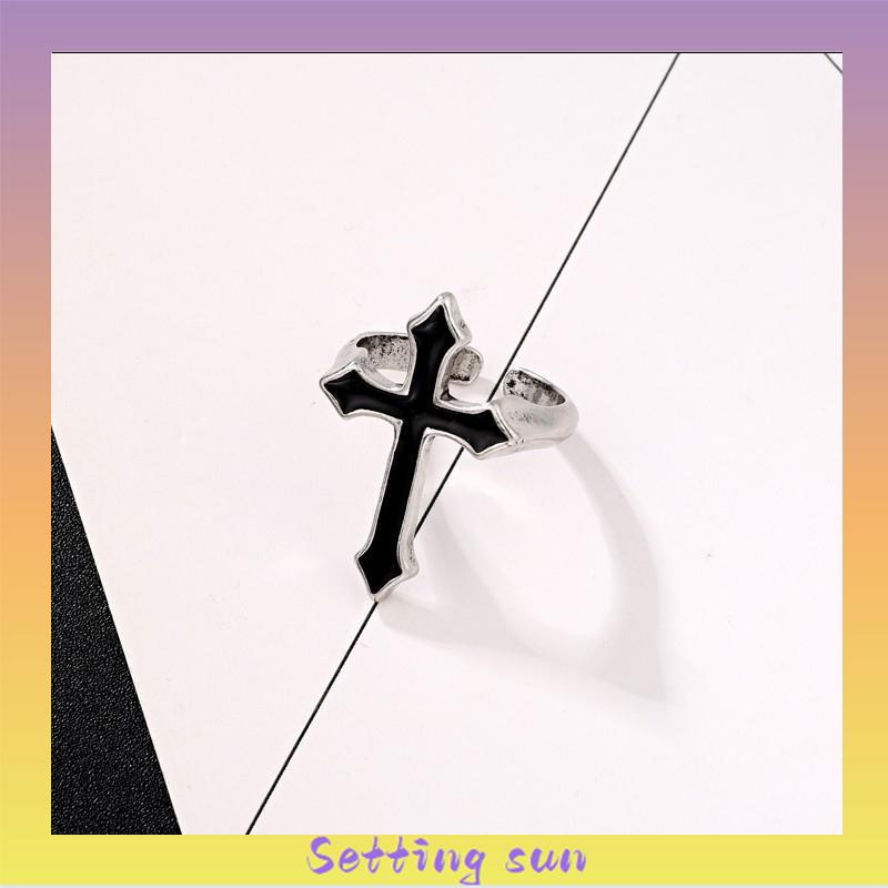 Cincin Jari Telunjuk Model Silang Gaya Retro Punk Untuk Unisex TN