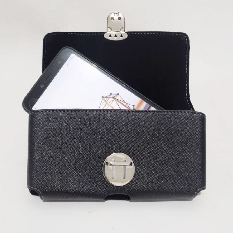 Dompet Hp 6,5 Pria Model Horizontal Tas Pinggang Black HD58