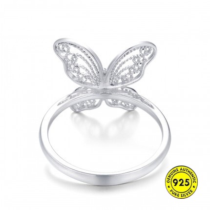 S925 Silver Fashion Ring Butterfly Open-End Unique Women