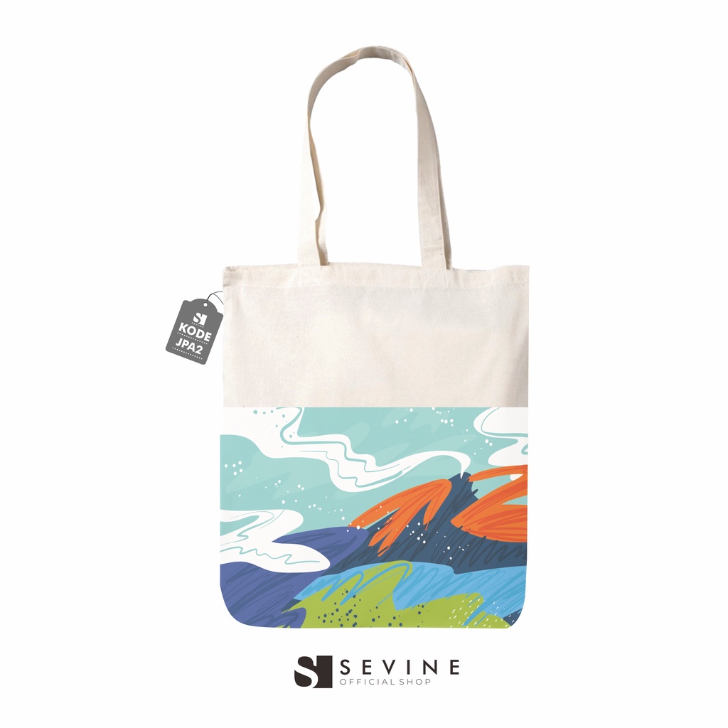 Sevine Tote Bag Resleting Drill Totebag Tas Laptop Wanita Japanese Pattren Art - JPA