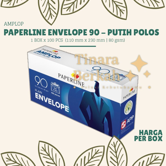 

Paperline Amplop Panjang No 90 PPS Putih Polos / Amplop Surat Uang 1 Box isi 100 Pcs