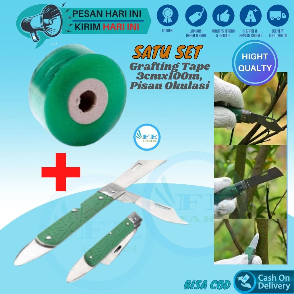 Paket Grafting tool Tape isolasi Dan Pisau Multifungsi 3 in 1 Okulasi tanaman FEFARM