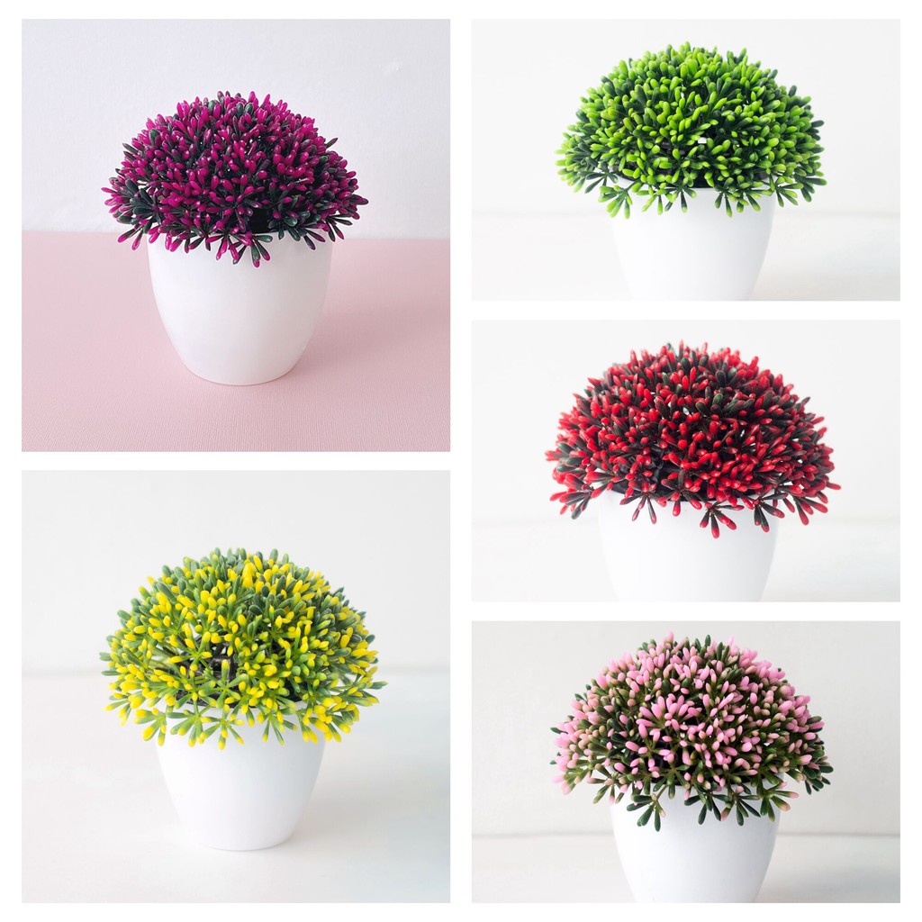 AM574 Bunga Plastik / Bunga Buah Ceri / Bunga Artifisial / Vas Bulat